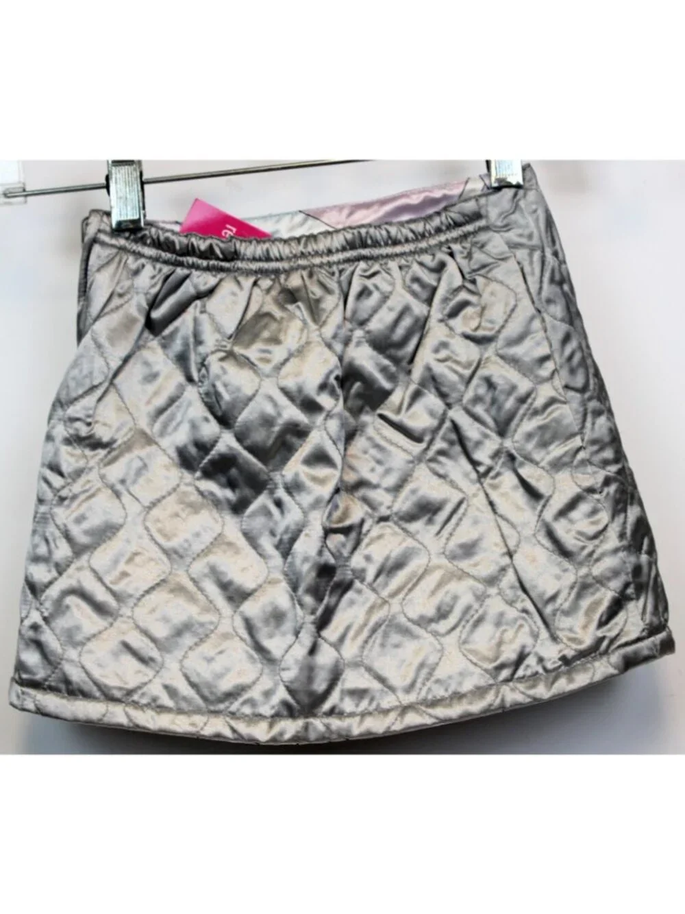 2004 Gymboree Apres Ski Satin Reversible Skirt Silver Multi Color Swirl sz 4